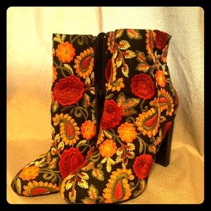 Red and orange flower boots